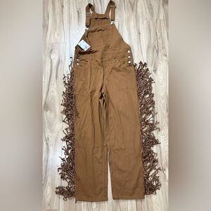 Finder Cube Western Tassel Overalls Fringed Men’s M Brown NEW $127 Outdoor Party
